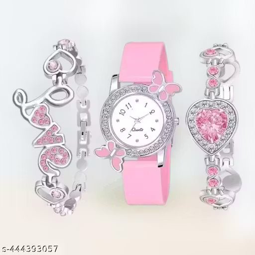 NEW FANCY Bf DESIGN ANALOG WATCH & BRACELET FOR WOMEN & GIRLS